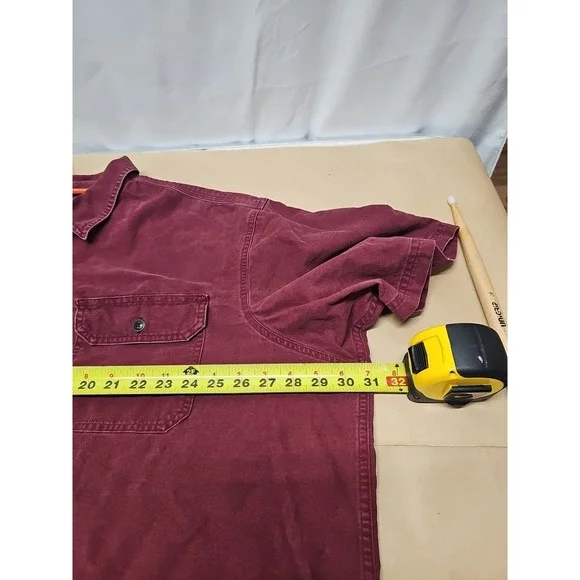 Red Head Men's Red Short Sleev Denim Shirt Casual Button-Up Western Style Sz 3xl - Picture 8 of 13
